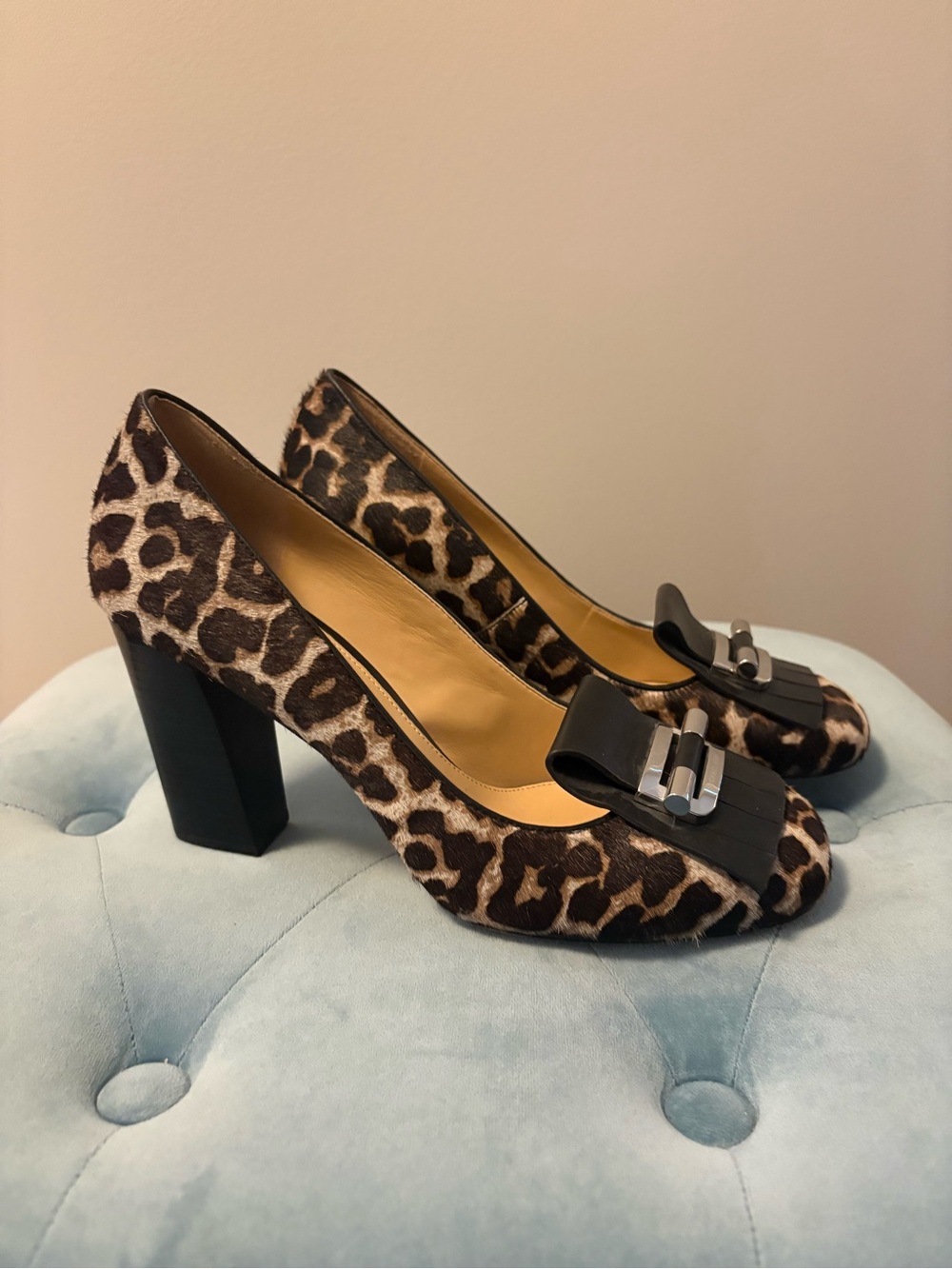 MICHAEL Michael Kors Leopard Print Pumps with Black Tassel Detail